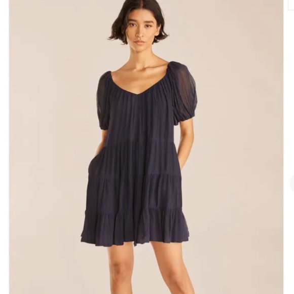 Rebecca Taylor XL NWT Tiered Puff Sleeve Mini Dress - Picture 1 of 13